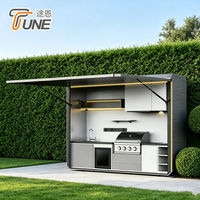 Ensemble d'armoires de cuisine d'extérieur avec barbecue, en acier inoxydable résistant aux intempéries, pour jardin, patio, camping