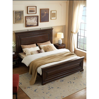 Lit double en bois massif de luxe français, design en buis, confortable et durable, mobilier de chambre à coucher
