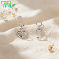Pendentif Cœur en Acier Inoxydable 316 Plaqué Or PVD avec Clé d'Amour pour Collier et Bracelet DIY Bijoux Femme