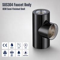 Corps de robinet de cuisine semi-fini noir en acier inoxydable SUS304 à trois voies, coque de robinet OEM pour montage d'évier