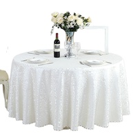 Prix usine 120 ''pouces rond blanc damassé Jacquard nappe de fête de mariage noir