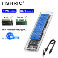 Caja de disco duro TISHRIC, carcasa externa HD SSD M2 NVME NGFFF, adaptador de caja de protocolo Dual, carcasa HDD, USB 3,0 tipo C para PC