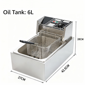 In Stock 6L Electric <strong>Fryer</strong> With Baskets Removable Oil Tank Temperature Adjustable Chicken Countertop <strong>Fryer</strong> Low Price Deep <strong>Fryer</strong> - Product Image 5