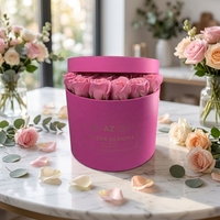 Boîte cadeau de fleurs en papier rondes colorées en marbre de haute qualité, personnalisées, avec matériaux recyclés, finition brillante/mate