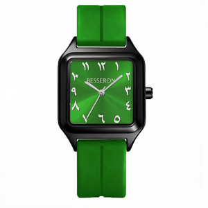 Quartz <b>Watch</b> Alloy Rubber Band 3BAR Water Resistant Sport Fashion Analog Square <b>Case</b> 42mm Mineral Glass 12.5mm Thickness - Product Image 4