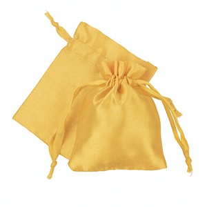 Pochette de luxe dorée en satin de qualité supérieure avec cordon de serrage, sacs de rangement pour bijoux, forme rectangulaire, conteneur pour cadeaux et faveurs, mini emballage - Product Image 4