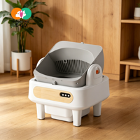 Bac à litière pour chat électrique automatique anti-déversement, sans pelle, à ouverture supérieure, facile à nettoyer, en PP épais, extra large 75L, anti-odeurs