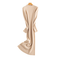Robes longues décontractées simples pour femmes, en laine mérinos extrafine, robe en laine et cachemire tricotée pour femmes