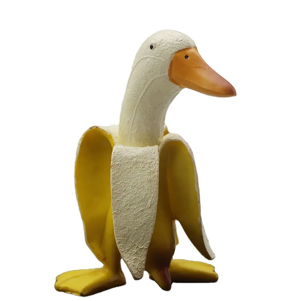 Banana duck cute funny independent station creative art banana duck gardening resin crafts home decoration yellow duck statue