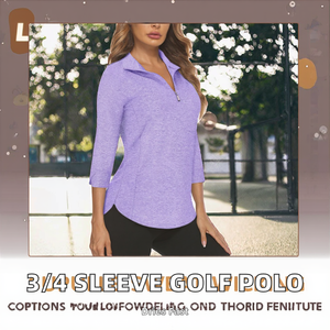 Camiseta de golf de manga 3/4 con cremallera, personalizada, de secado rápido, para mujer, de poliéster, para entrenamiento y tenis, al por mayor - Product Image 2