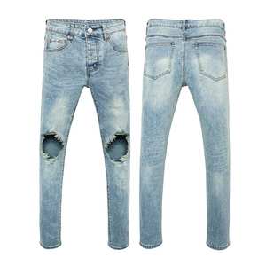 Jeans pour hommes en coton de haute qualité en gros, marque américaine de streetwear, taille mi-haute, respirant, <span class=keywords><strong>bleu</strong></span> décontracté, moyen, automne - Product Image 6