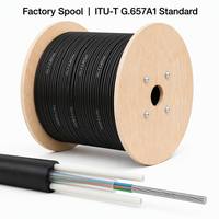 Cable de Fibra Óptica Aéreo Monomodo GYFXTY G652D de 1-24 Hilos, Autoportante con FRP y Cubierta de PE, Cable de Bajada para Red de Acceso FTTx