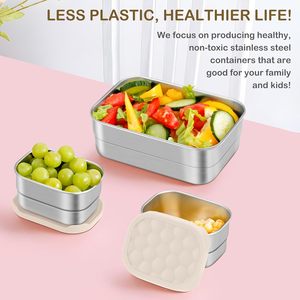 Portable Travel <b>Lunch</b> Box <b>Set</b> Stackable Stainless Steel Microwave Safe Freezer Safe Food Container Silicone Seal Foldable Fresh - Product Image 4