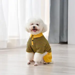 Camiseta de algodón para mascotas, camiseta lisa a rayas de calidad, Polo para cachorros, ropa para perros de China, novedad de primavera, venta al por mayor