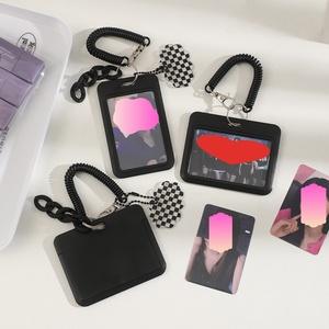 10CM noir <span class=keywords><strong>Kpop</strong></span> PhotoCard titulaire porte-clés étudiant carte manchon clair protecteur idole Photo porte-carte liant sacs d'école pendentif - Product Image 3