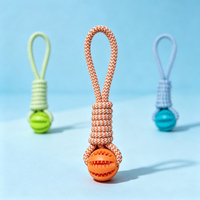 Jouet interactif Jemow TPR pour animaux : balle distributrice de friandises, jouet à mâcher pour le nettoyage des dents, durable, pour chats et chiens, jouet d'entraînement à la traction manuelle