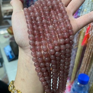 Perles rondes lisses en quartz rose de <span class=keywords><strong>Madagascar</strong></span> violet, taille 6, 8, 10 mm, perles de pierres énergétiques pour bracelet et collier - Product Image 4