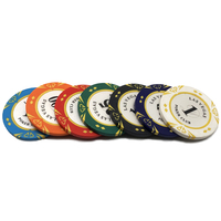 Jeu de jetons de poker personnalisé de casino en argile 14g de haute qualité pièce de 40mm Las Vegas avec autocollant intérieur en métal directement du fabricant