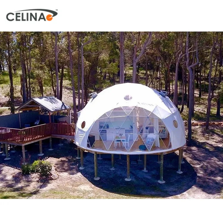 सेलिना शीर्ष गुणवत्ता वाले पीवीसी कपड़े 6m फैक्टरी मूल्य लक्जरी glamping डेरा डाले हुए समुद्र तट रेगिस्तान के साथ रिसॉर्ट के लिए geodesic गुंबद तम्बू जंगल