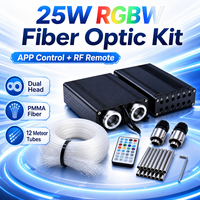 Kit d'éclairage de plafond à fibres optiques 25W à double tête RGBW avec 12 tubes météores pour home cinéma