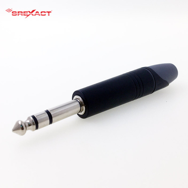 High Quality Professional 1/4" TRS Stereo Plug Aluminum Shell Anodic Oxidation Black Finish Copper Audio Connector 10A Rated