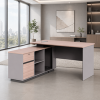 Bureau de direction en bois personnalisé au design moderne, bureau de luxe en forme de L pour PDG, table d'usine