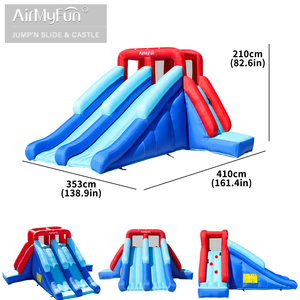 Ngoài trời đôi trượt nước <span class=keywords><strong>Inflatable</strong></span> lâu đài cho trẻ em nhảy thư bị trả lại bouncy trượt nước màu xanh <span class=keywords><strong>Inflatable</strong></span> <span class=keywords><strong>Bouncer</strong></span> nhà - Product Image 3