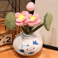 Neues Produkt Cartoon Weiße Vase Lotus Plüsch-Topfpflanze Rosa Seerose Stofftier für Büro Feiertagsgeschenk