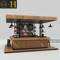 Kiosque de café en bois massif de café de conception de décoration intérieure populaire avec l'armoire de nourriture de centre commercial intérieur de haute qualité
