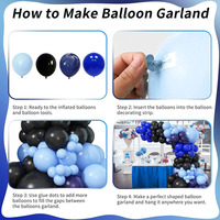 Ensembles de ballons de décoration d'anniversaire bleu noir Nef en gros en vrac Kit de guirlande de ballons bleus fidèles pour la fête de remise des diplômes de baby shower