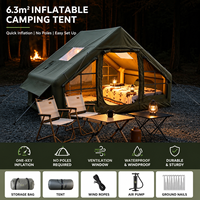 Tente de camping gonflable sur mesure de 6,3 m² pour 2-3 personnes, imperméable, coupe-vent, en Oxford 300D, avec pompe et fenêtre de toit
