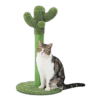 Petite Maison à Gratter Moderne en Forme de Cactus pour Chat, avec Cadre d'Escalade en Sisal, Plateforme de Saut Amovible, Nid de Repos et de Sommeil en Carton