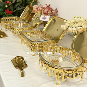 Wedding Party Hotel Luxury Elegant Design Chafing Dish with <strong>Stands</strong> Catering Equipment Cheffing Dishes Glass Buffet <strong>Food</strong> Warmer - Product Image 1