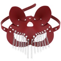 Collier en cuir PU à rivets, style bondage, pour femme, avec masque œil de renard sexy, ensemble de jouets sexuels BDSM