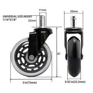 75mm PU tekerlekler yarım şeffaf PVC silikon ofis koltuğu tekerlekler mobilya oturma odası için uygun tekerler - Product Image 3