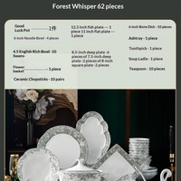 Service de table en céramique Jingdezhen, couleur sous-glaçure 2026, comprenant un bol à plantes et un ensemble de baguettes, bols et assiettes en porcelaine à base d'os, compatible micro-ondes, coffret cadeau