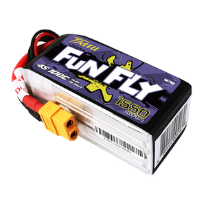 Batterie Lipo <span class=keywords><strong>TATTU</strong></span> <span class=keywords><strong>FUNFLY</strong></span> 1550mAh 100C <span class=keywords><strong>4S</strong></span> avec prise XT60 pour voiture de course RC et accessoires de drone, batterie de charge - Product Image 2