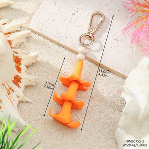 Gantungan Tas Gaya Hawaii Terbaru, Bunga Puakenikeni dari Tanah Liat Polimer dengan Manik-Manik Kayu, Liontin Tas & Gantungan Kunci untuk Sehari-hari - Product Image 2