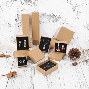 Fashion Top and Base style Brown Box with sponge flannelette Gift rings necklaces bracelets earrings Packaging Box For Jewelry