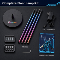 Lampe de sol RGBIC moderne pour PC de jeu, synchronisation musicale, lumière décorative multicolore à changement de couleur, compacte, stable, anti-basculement, pour salle de jeu