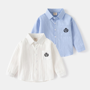 Polo à manches longues boutonné en coton 100 % Luri 200g, anti-rétrécissement, motif lettres, décontracté, pour enfants, vente en gros - Product Image 1