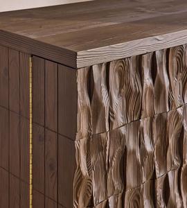 Mueble Bar de Madera Tallado a Mano con Base de Travertino, Mueble para Almacenamiento de Vino con Estante para Copas, Mueble para Licores de Diseño - Product Image 6