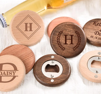 Décapsuleur en bois magnétique avec logo personnalisé Décapsuleur pour boisson cannette ronde à graver fête de mariage avec logo