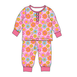 Pyjama décontracté en bambou brodé de boutons, combinaison, pyjama en fibre de bambou plié, sac de couchage pour bébé fille - Product Image 2