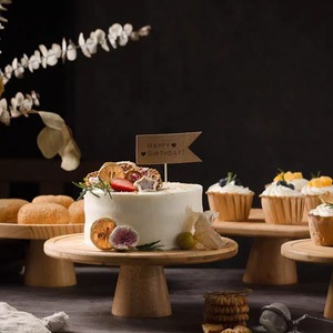 แท่นวางขนมหวานไม้ไผ่ทรงกลมสีธรรมชาติสำหรับงานวันเกิดและใช้ในบ้าน - Product Image 2