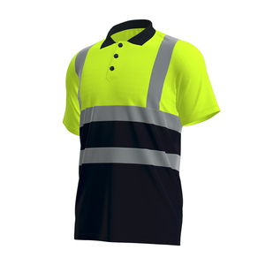 Camisetas Polo de trabajo de alta visibilidad personalizadas con tiras reflectantes camisa de trabajo <span class=keywords><strong>en</strong></span> carretera de seguridad verde fluorescente - Product Image 5