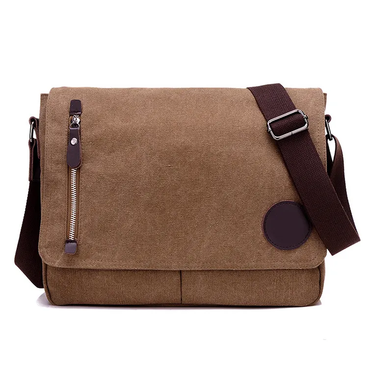 Özel Vintage tuval crossbody deri laptop omuz erkek el çantası çantası postacı çantası erkekler için