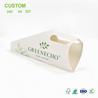 Boîte en carton blanche conique personnalisée avec poignée découpée pour présentation en magasin, emballage de marque pour boulangerie, vente en gros et au détail