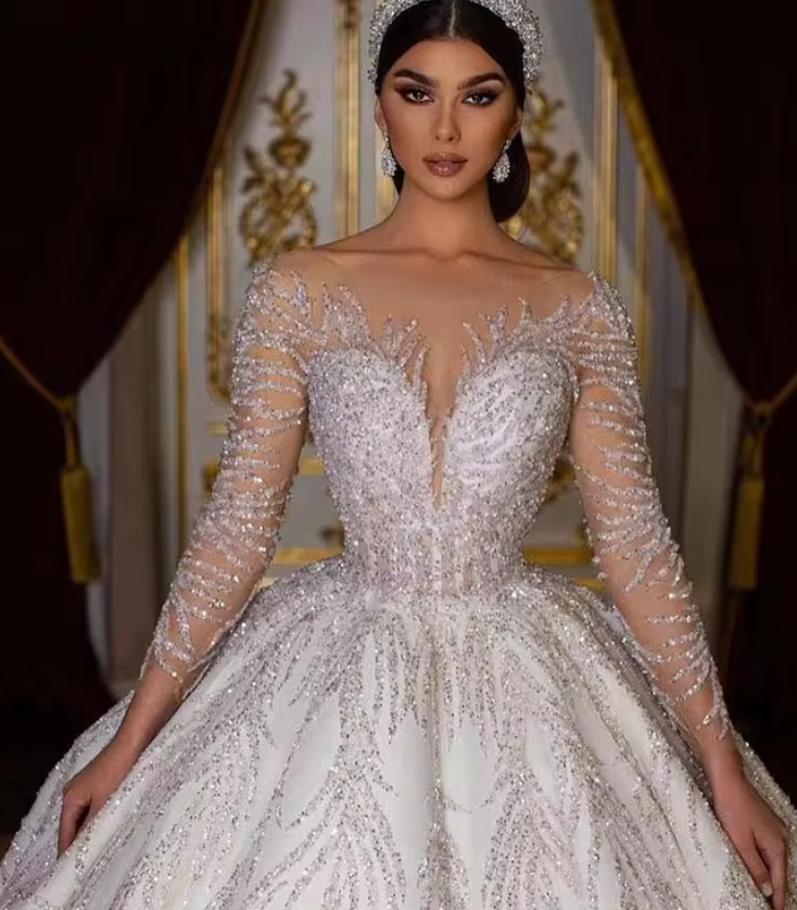 muslim wedding dress glitter long dress