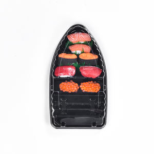 Sunzza-impresión personalizada <span class=keywords><strong>de</strong></span> plástico para mascotas, embalaje apilable para comida, <span class=keywords><strong>sushi</strong></span>, <span class=keywords><strong>barco</strong></span>, desechable, <span class=keywords><strong>grande</strong></span>, color negro - Product Image 5